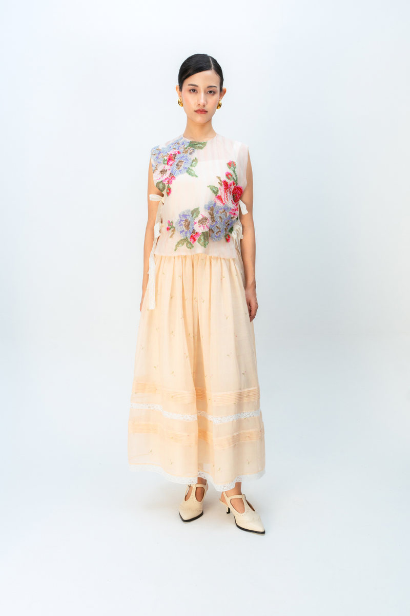 WILD MOSS BIB silk organza jacket/overlay by Ode to Odd in blush pink for women in Singapore