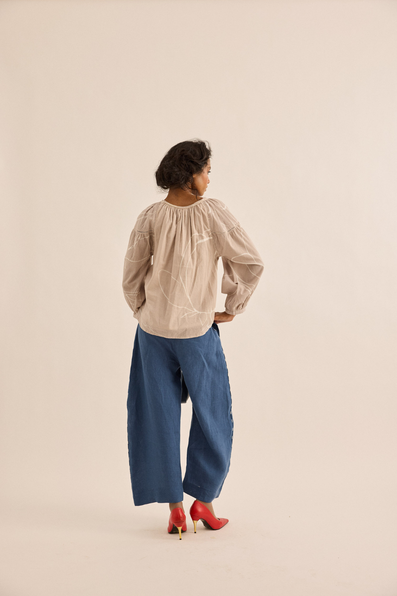 Dust Rose Top mul top/shirt by Khara Kapas in taupe for women in Singapore
