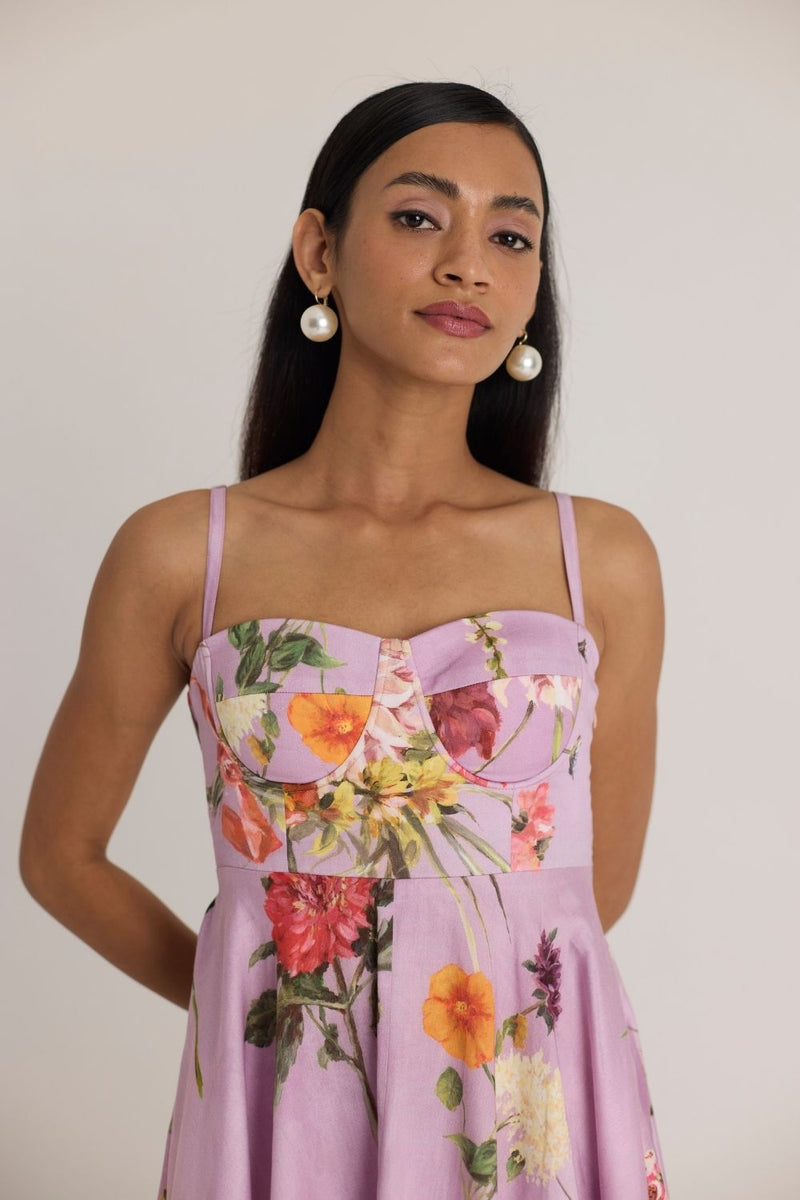 GIGGLE BERRY FLARED BRALETTE DRESS satin by Yam for women in Singapore