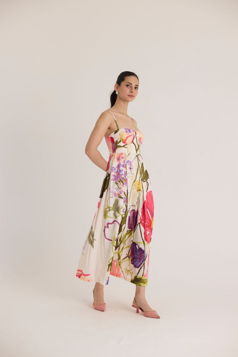 DOLLY WHITE BRALETTE DRESS satin by Yam in multi color for women in Singapore