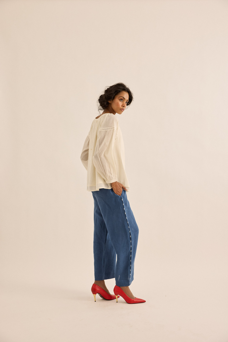 Pumice Top mul top/shirt by Khara Kapas in ivory for women in Singapore