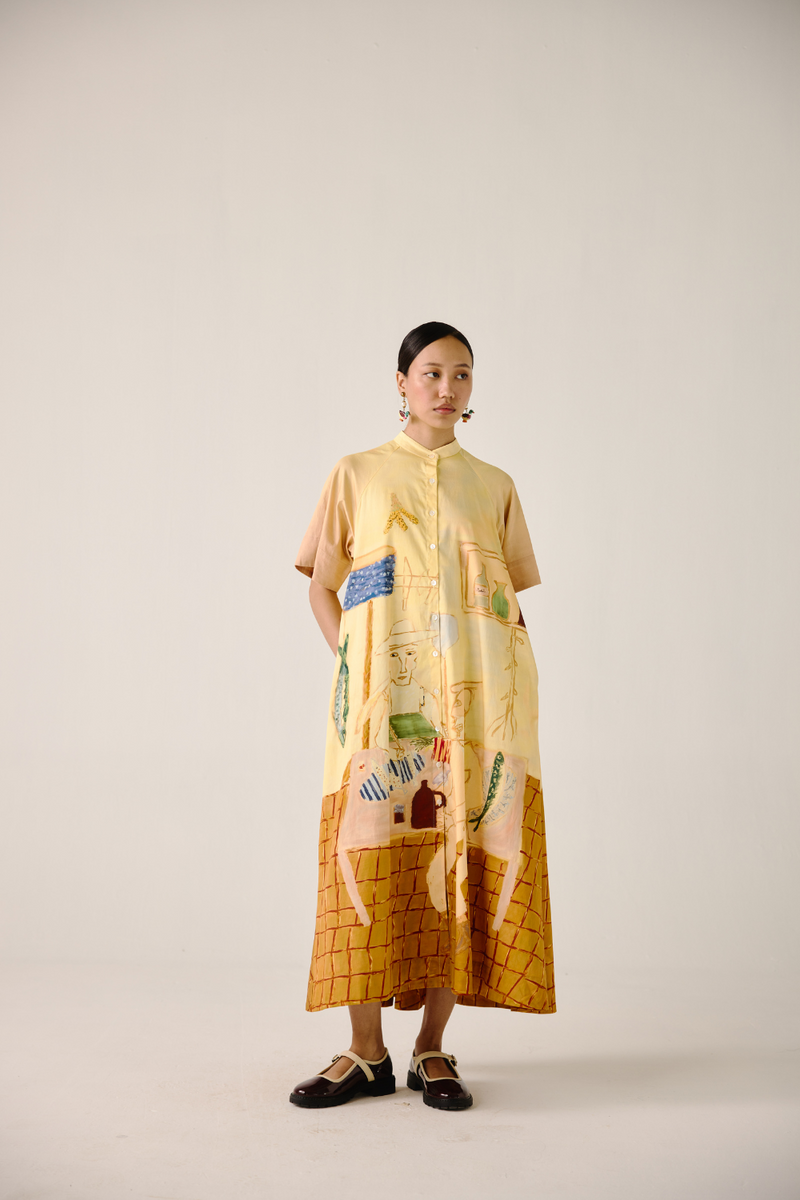 A-Line Long Dress - Fisherman cotton by CORD for women in Singapore