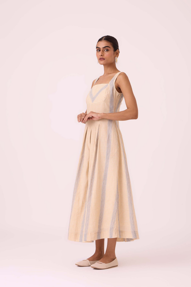 Bosie Beige Handwoven Dress cotton by The Summer House in pink color for women in Singapore