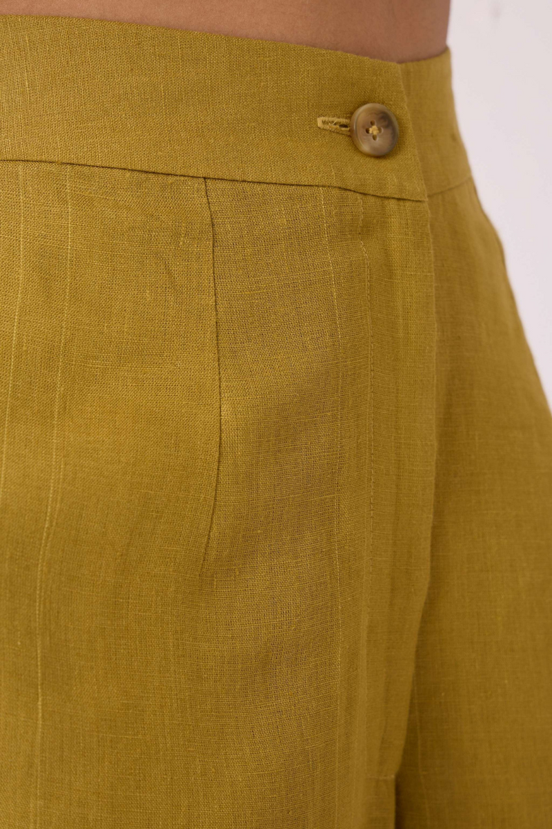 Pip Olive Linen Pants linen by The Summer House in olive color for women in Singapore