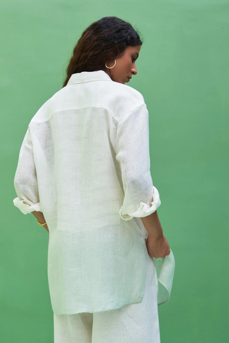 Lessa Sheer Linen Co-ord Set 
- Ivory linen by Manan in ivory color for women in Singapore