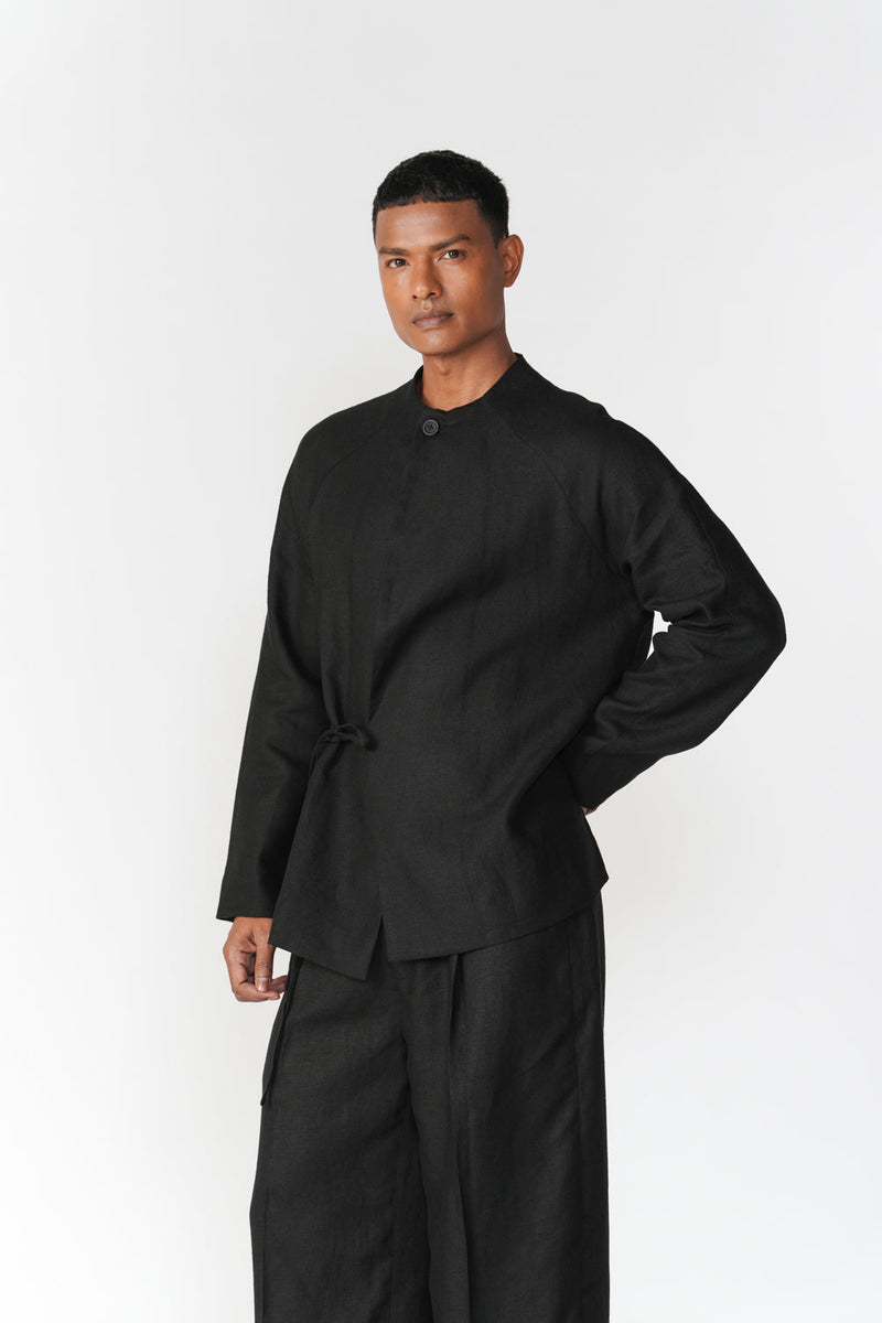 Overlapping Front Panel Jacket jacket/overlay by Turn Black in black for men in Singapore