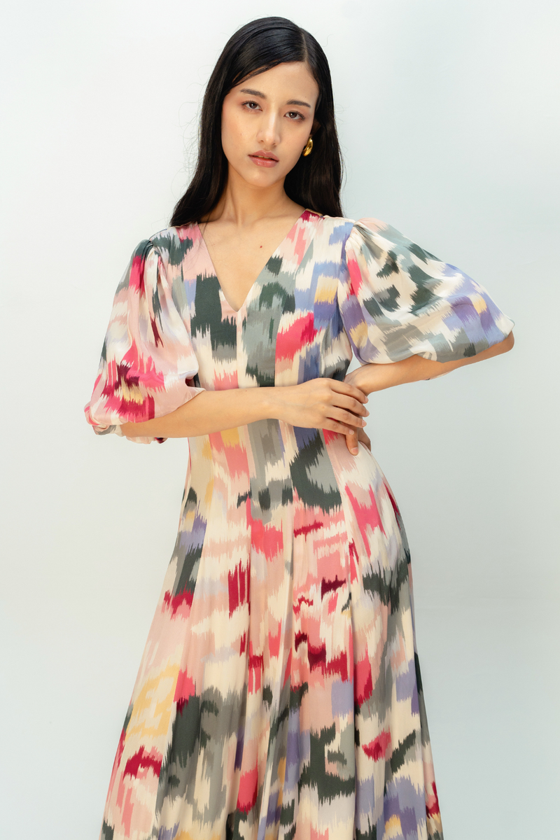 SUNWOVEN TALE DRESS crepe dress by Ode to Odd in multi for women in Singapore