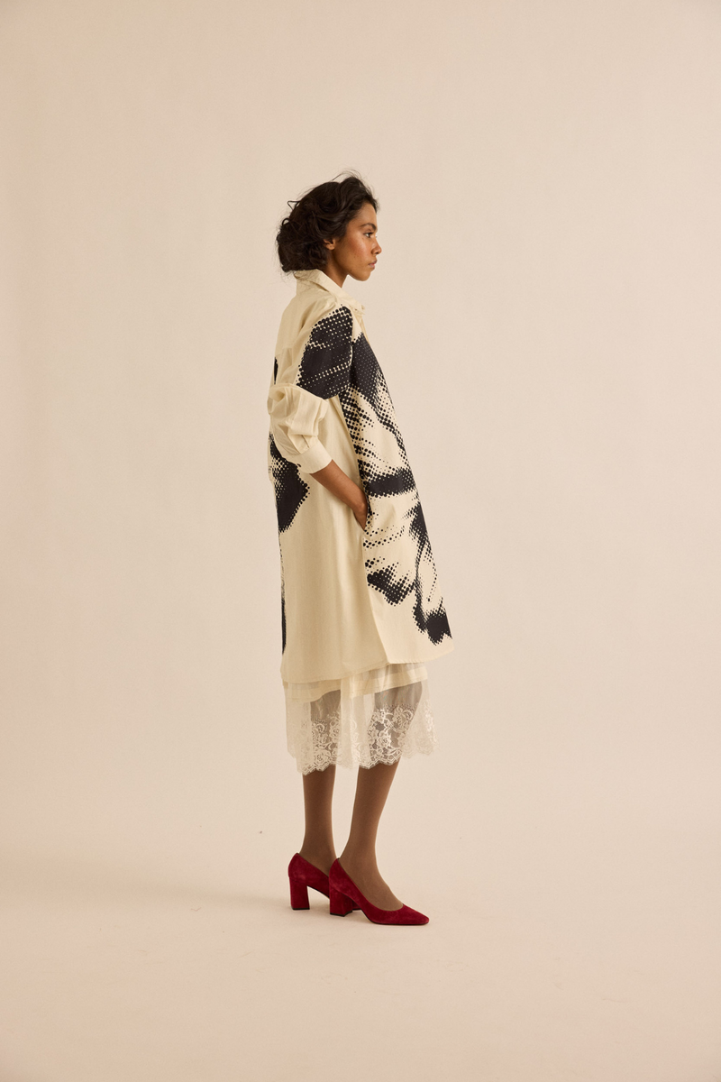 Baccara Shirt Dress poplin dress by Khara Kapas in off-white for women in Singapore