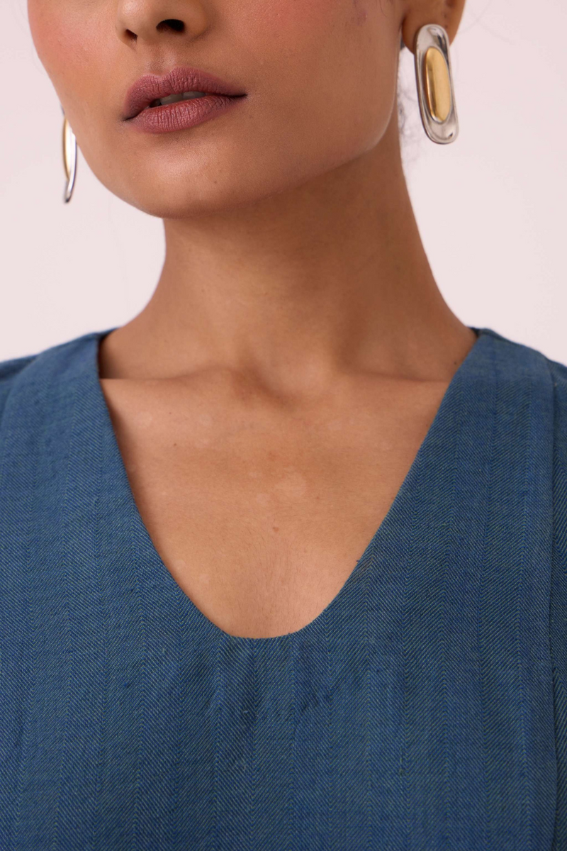 Emy Blue Handwoven Dress cotton by The Summer House in pink color for women in Singapore