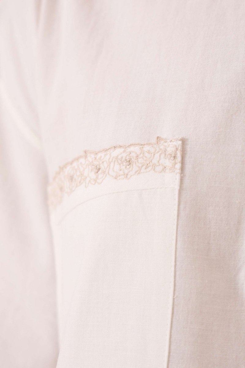 Alyosha Handwoven Embroidered Shirt cotton by The Summer House in white color for women in Singapore