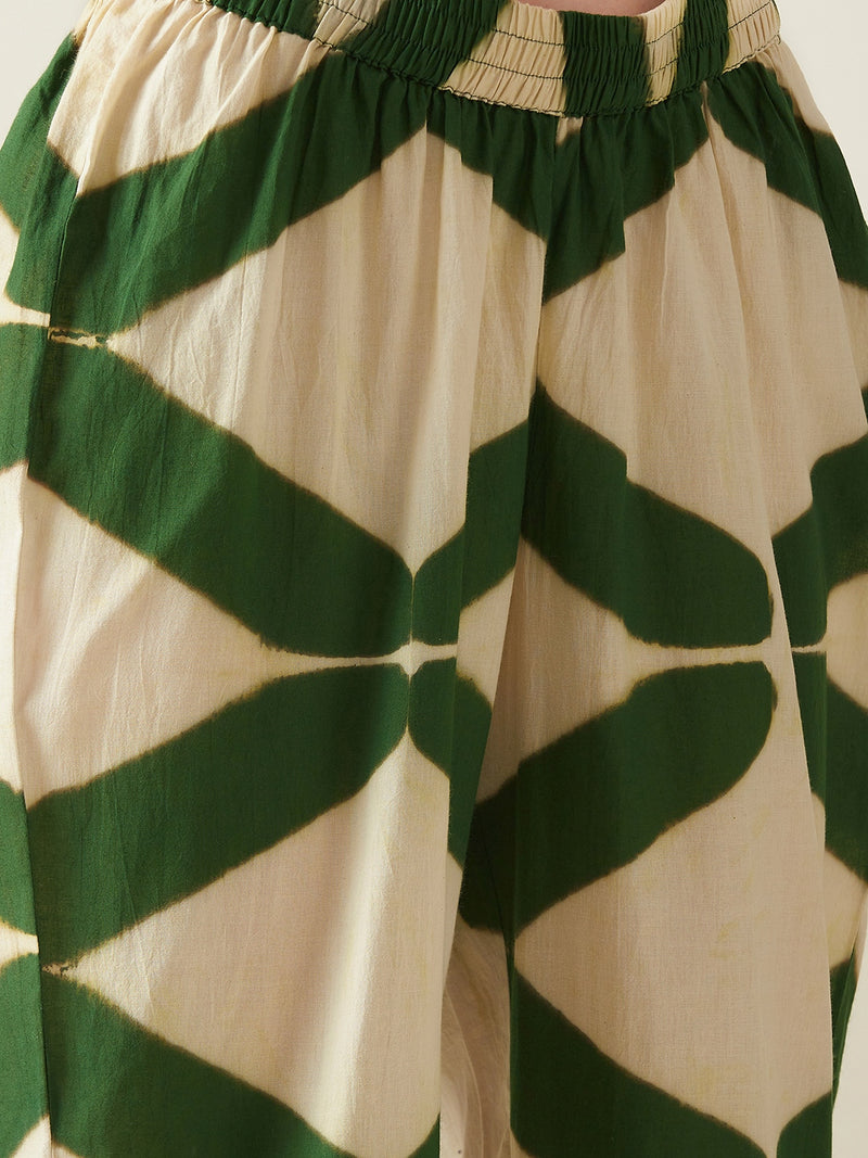 Green Clamp Dye Embroidered Co ord set cotton Light Kurta Sets by Aavidi for women in Singapore