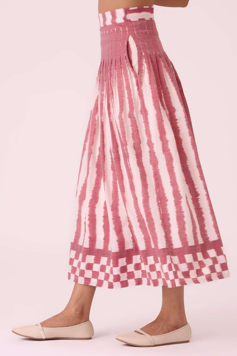 Levin Rhubarb Striped Ikat Skirt cotton by The Summer House for women in Singapore