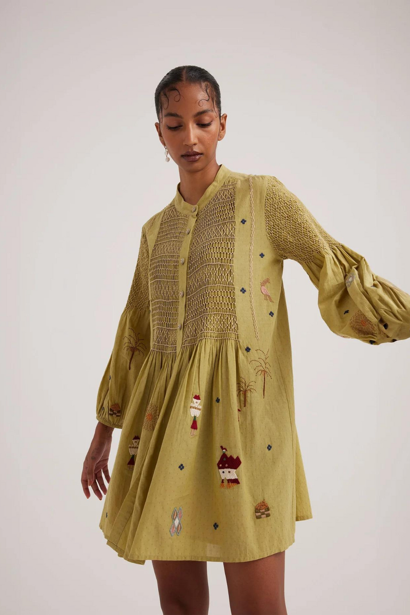 Porto Top-Folk Green cotton by CORD for women in Singapore