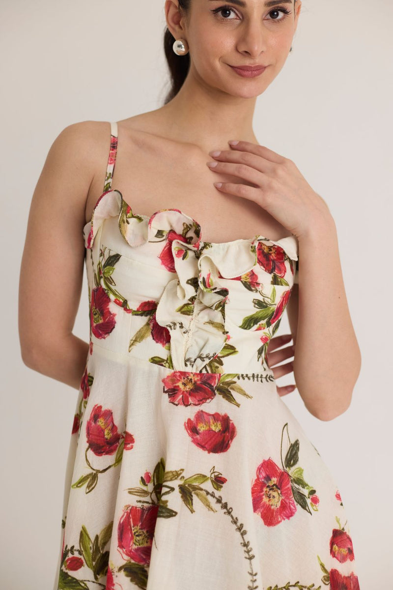 ROSITA COTTON FRILL DRESS cotton by Yam in white color for women in Singapore