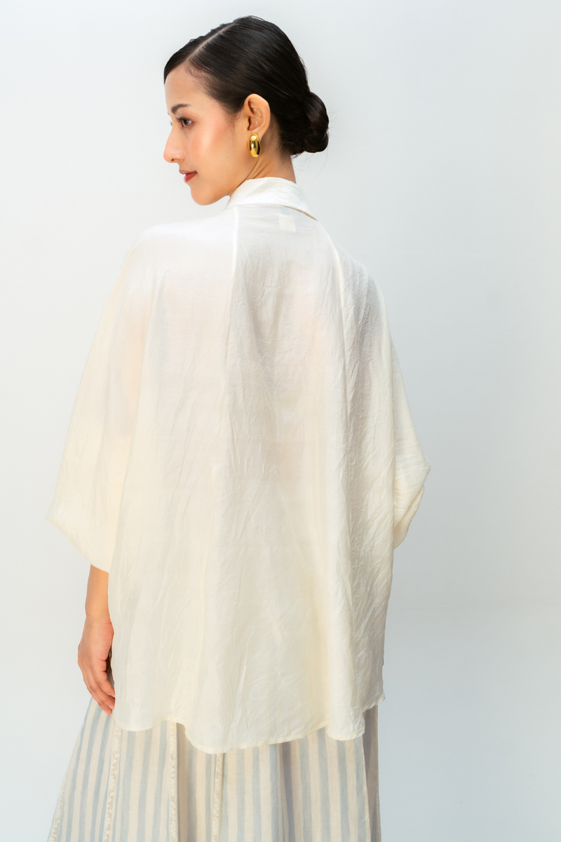 MEADOW ECHO SHIRT silk top/shirt by Ode to Odd in off white for women in Singapore
