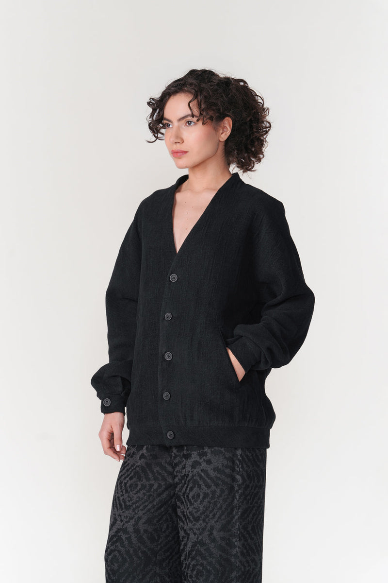 Oru Cardigan jacket/overlay by Turn Black in black for women in Singapore