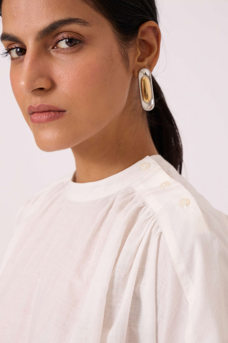 Garcia Handwoven Embroidered Top cotton by The Summer House in white color for women in Singapore