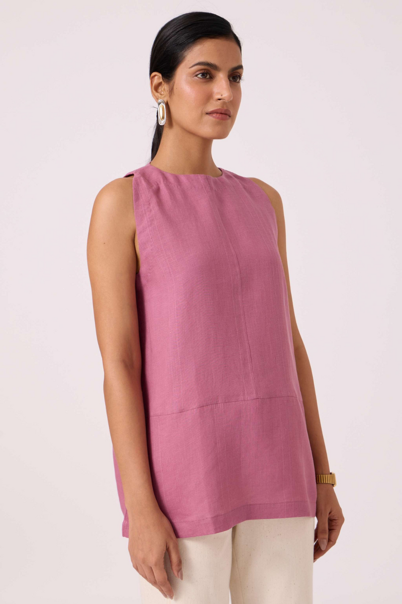 Eyre Lilac Linen Top linen by The Summer House in mauve color for women in Singapore