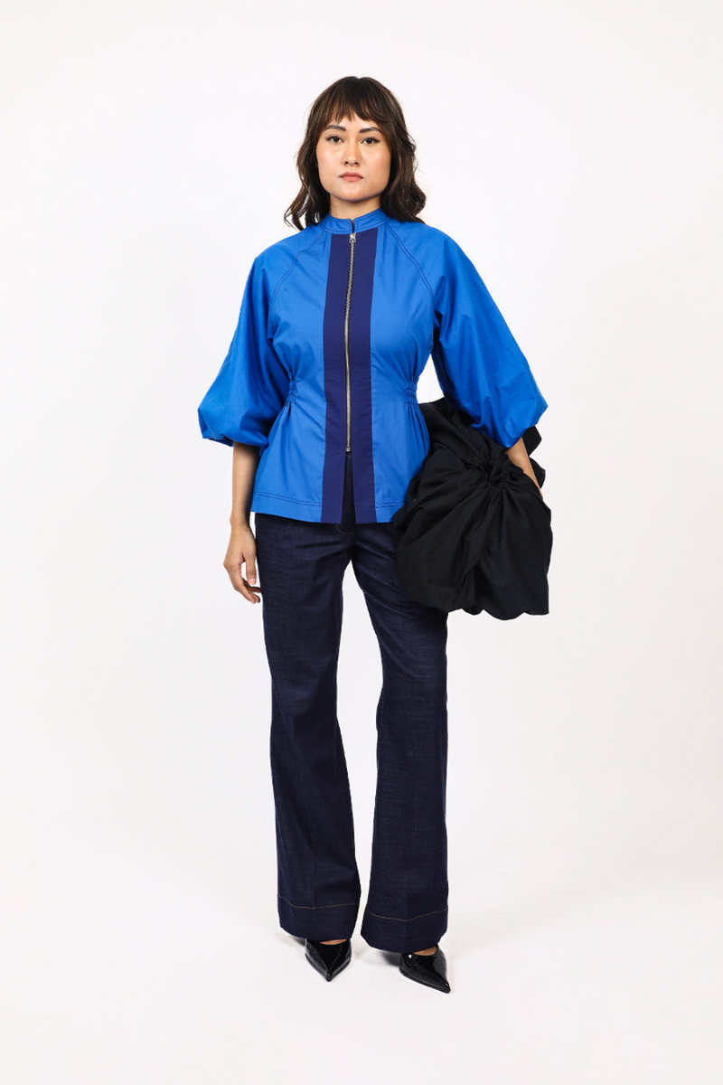Lana Top-E.Blue & Navy 100% cotton Buy Lana Top-E.Blue & Navy from C&W | Tops And Shirts for Women by Leh Studios in navy color for women in Singapore