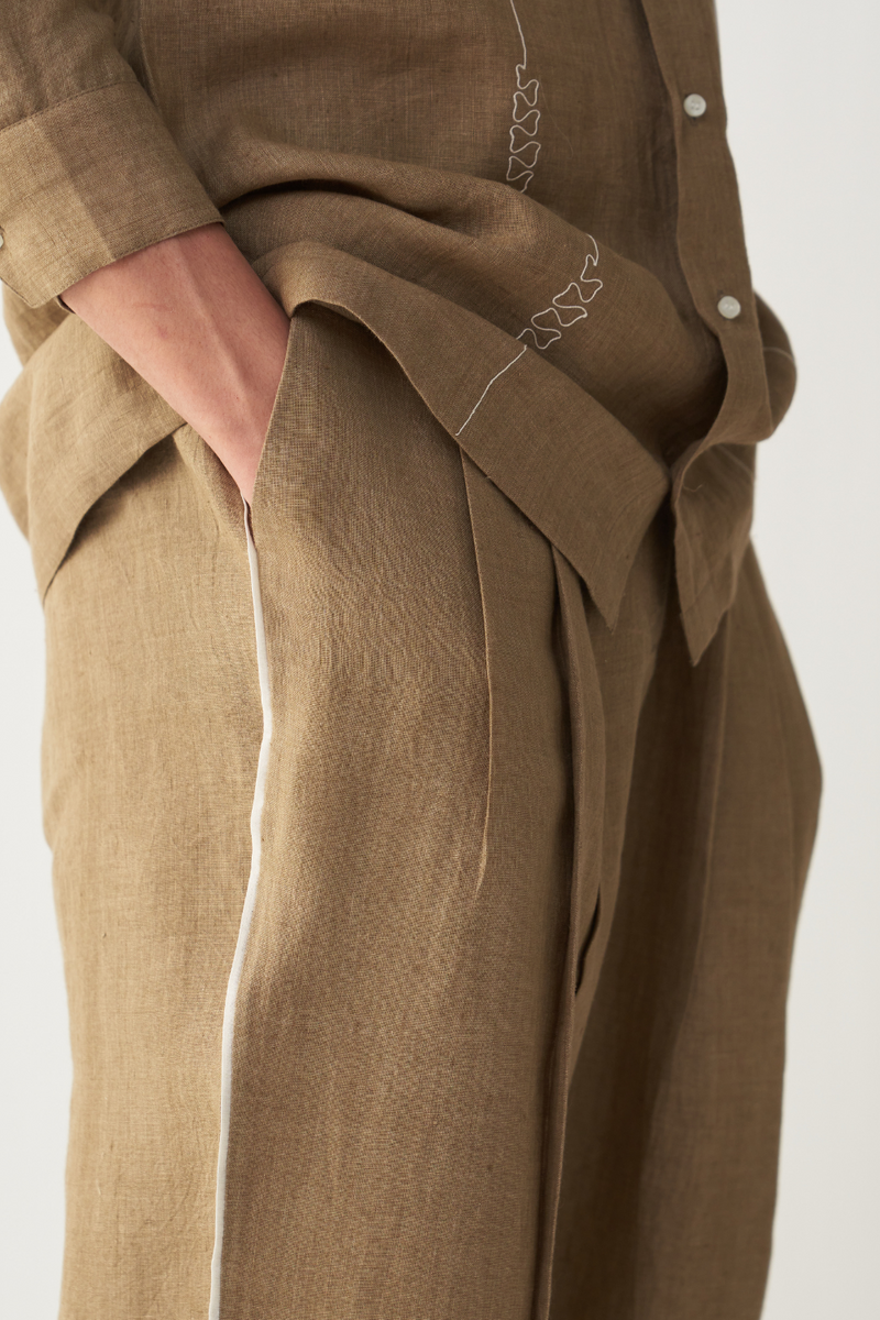 THREE PLEAT BOTTOM linen by THREE Men for men in Singapore