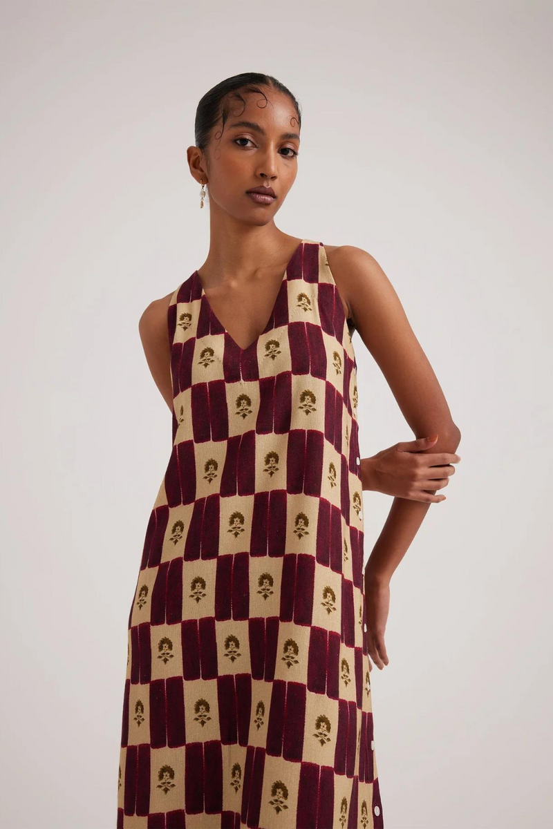 Zen Dress-Stamp Checks rayon by CORD for women in Singapore