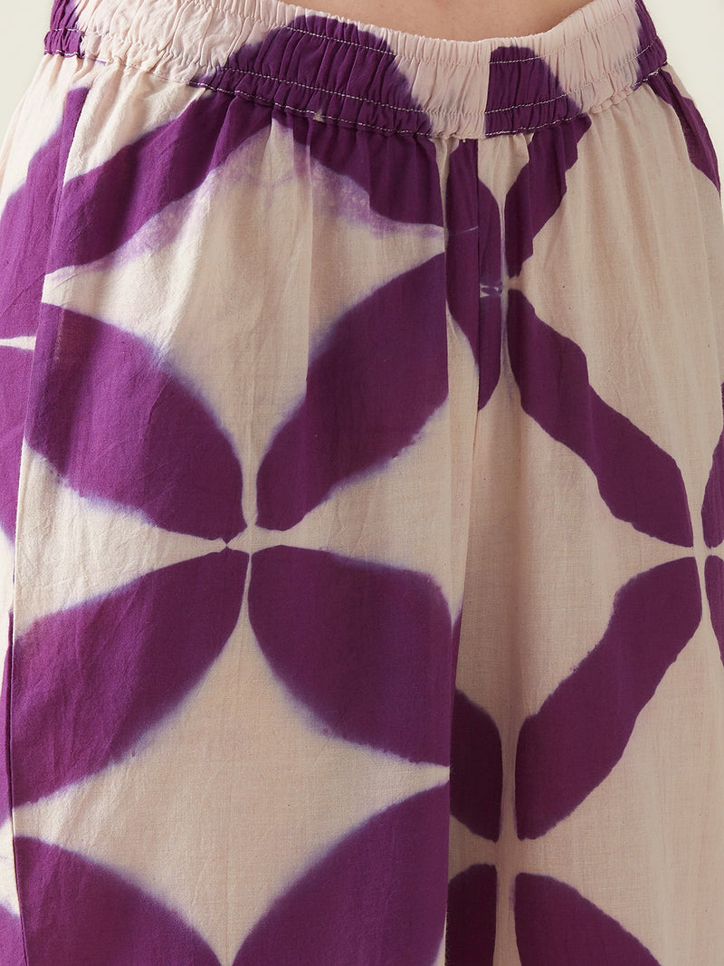 Purple Clamp Dye Embroidered Co ord set cotton Light Kurta Sets by Aavidi for women in Singapore