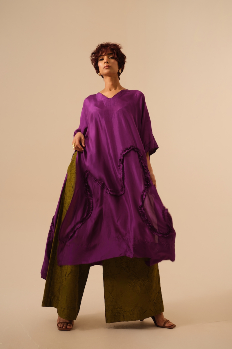 Root Pants-Moss Green (Rev/Ro/Bo/MG) crushed silk pants/trousers by Stoique in green for women in Singapore