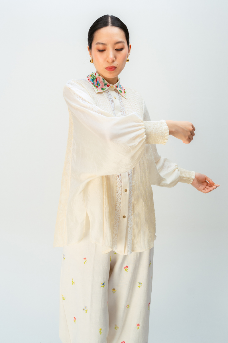 DREAM HOUR SHIRT silk top/shirt by Ode to Odd in off white for women in Singapore