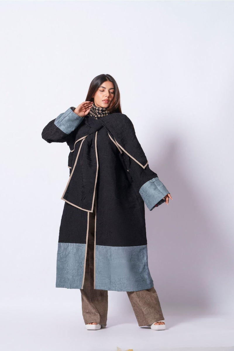 Stone Overlay-Black + Teal mysore silk jackets and overlays by Stoique in black, teal for women in Singapore