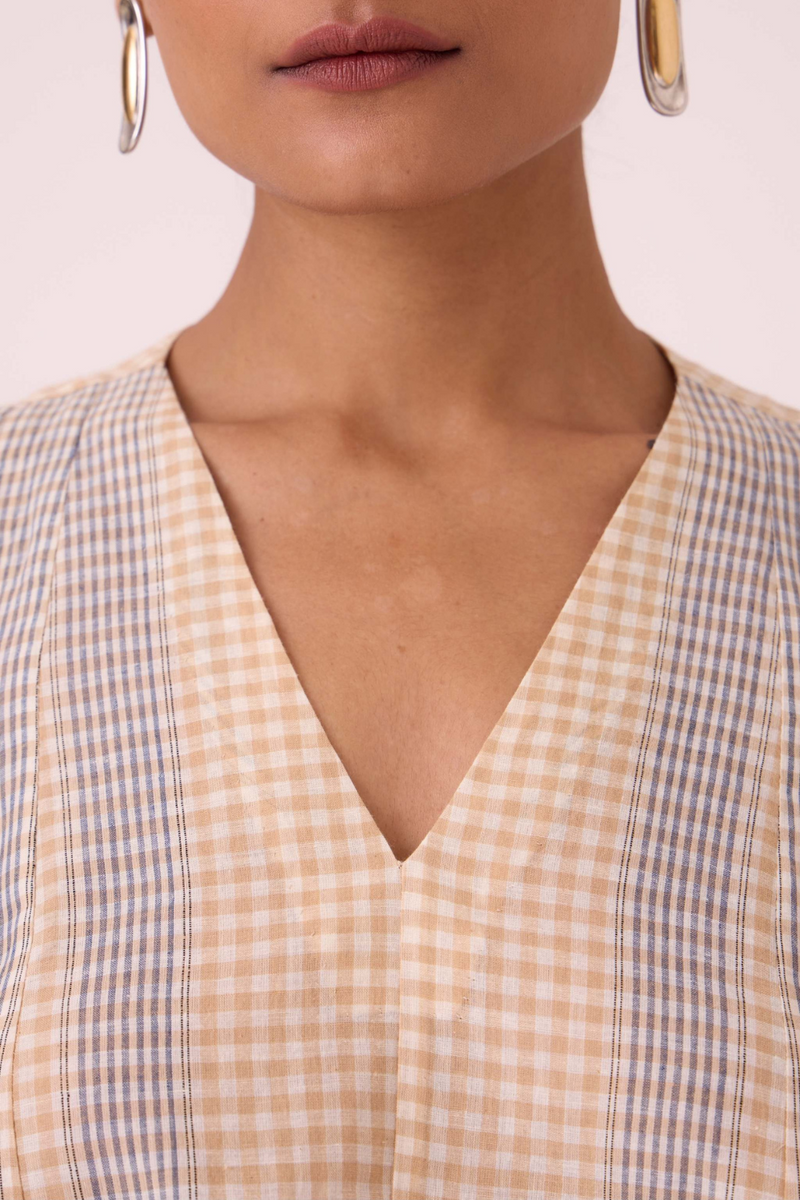 Nastasya Beige Handwoven Top cotton by The Summer House in beige color for women in Singapore