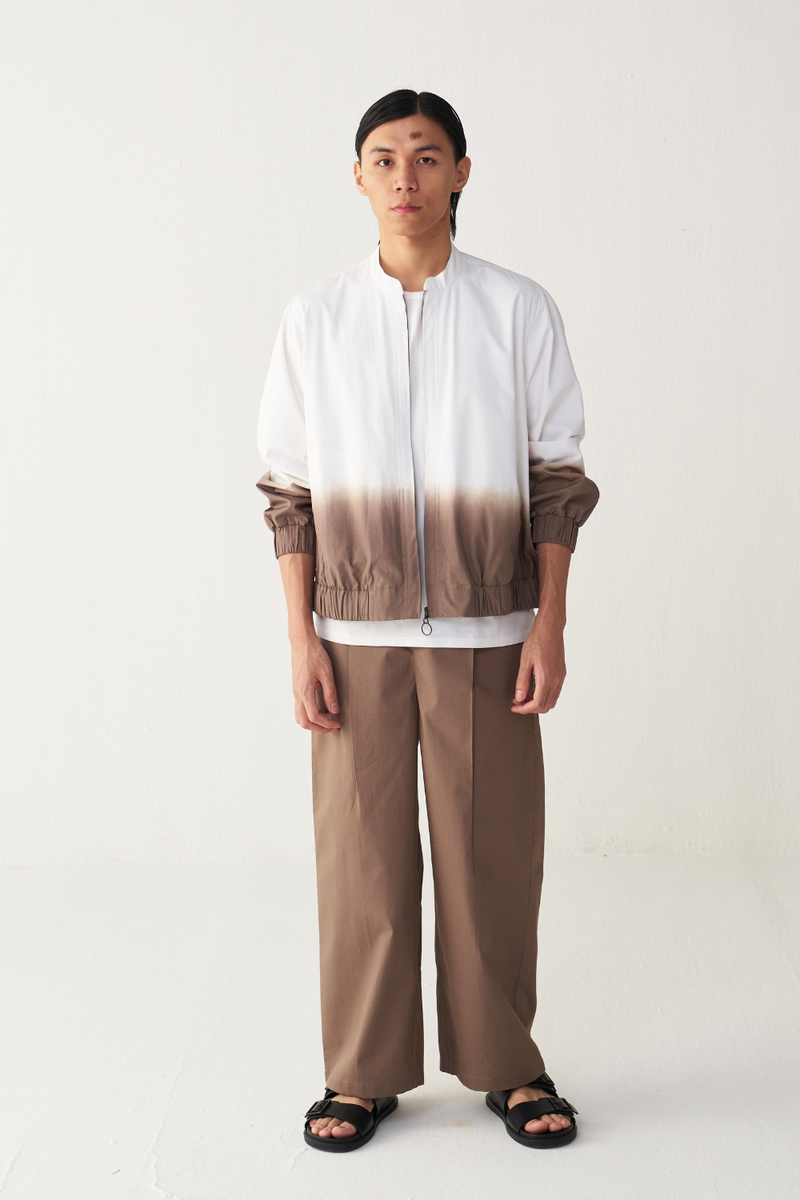 DIP DYE BOMBER JACKET poplin by THREE Men in white color for men in Singapore