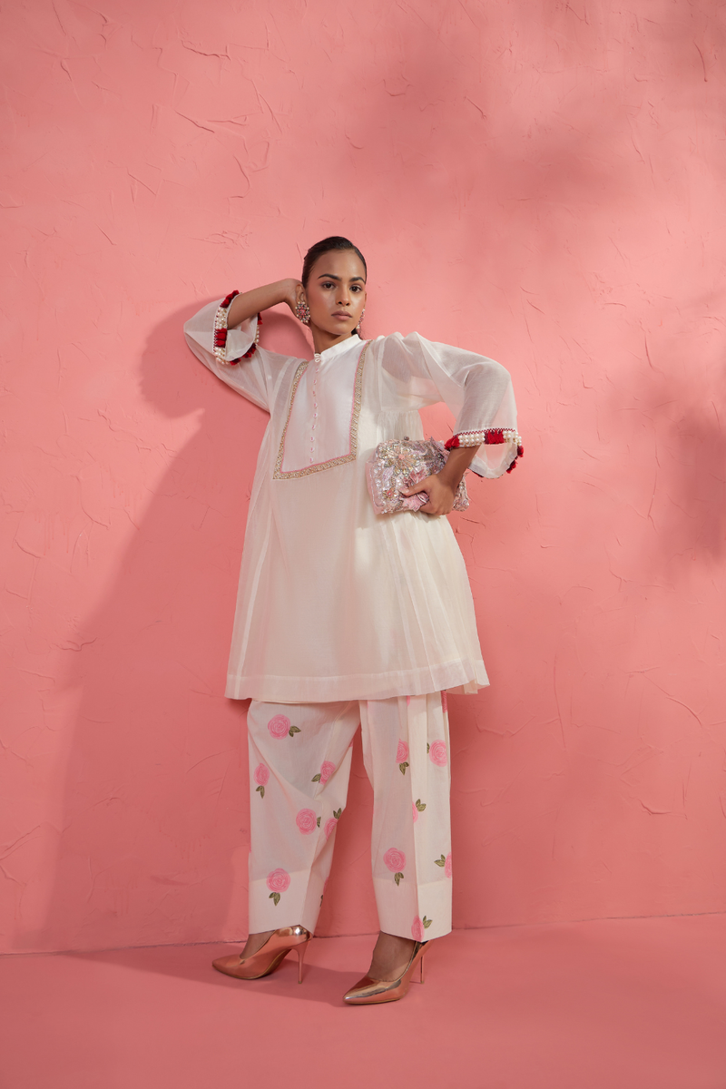 Rose Blush Set cotton cambric light kurta set by AAVIDI in multicolor for women in Singapore