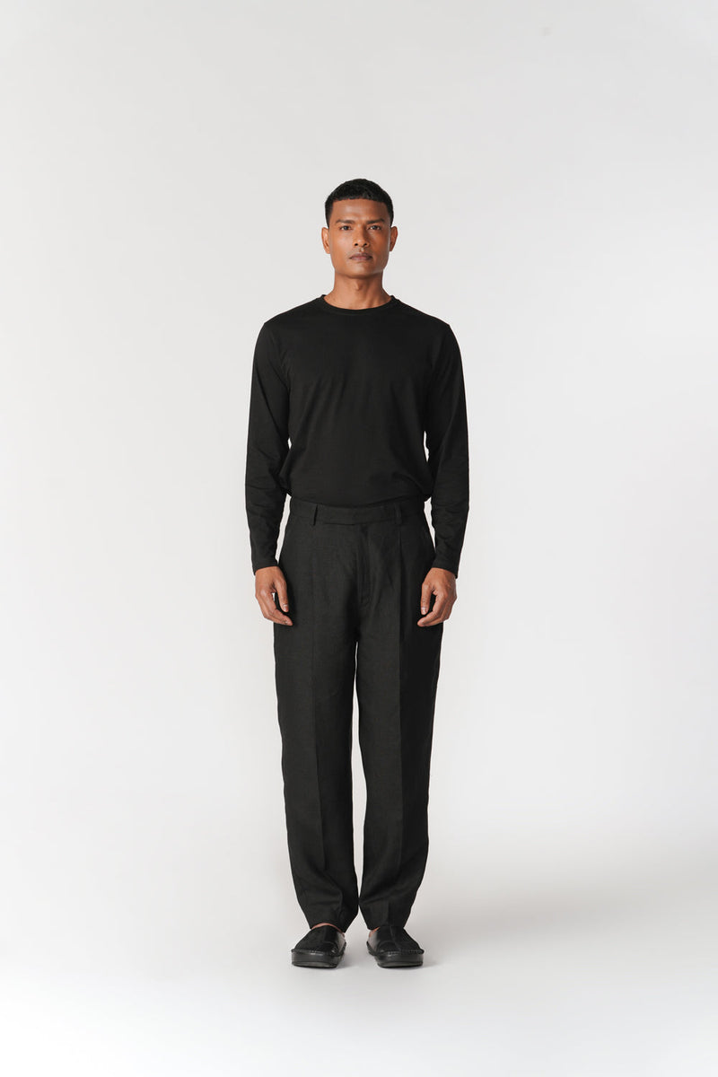 Mid Waist Tapered Pants pant/trouser by Turn Black in black for men in Singapore
