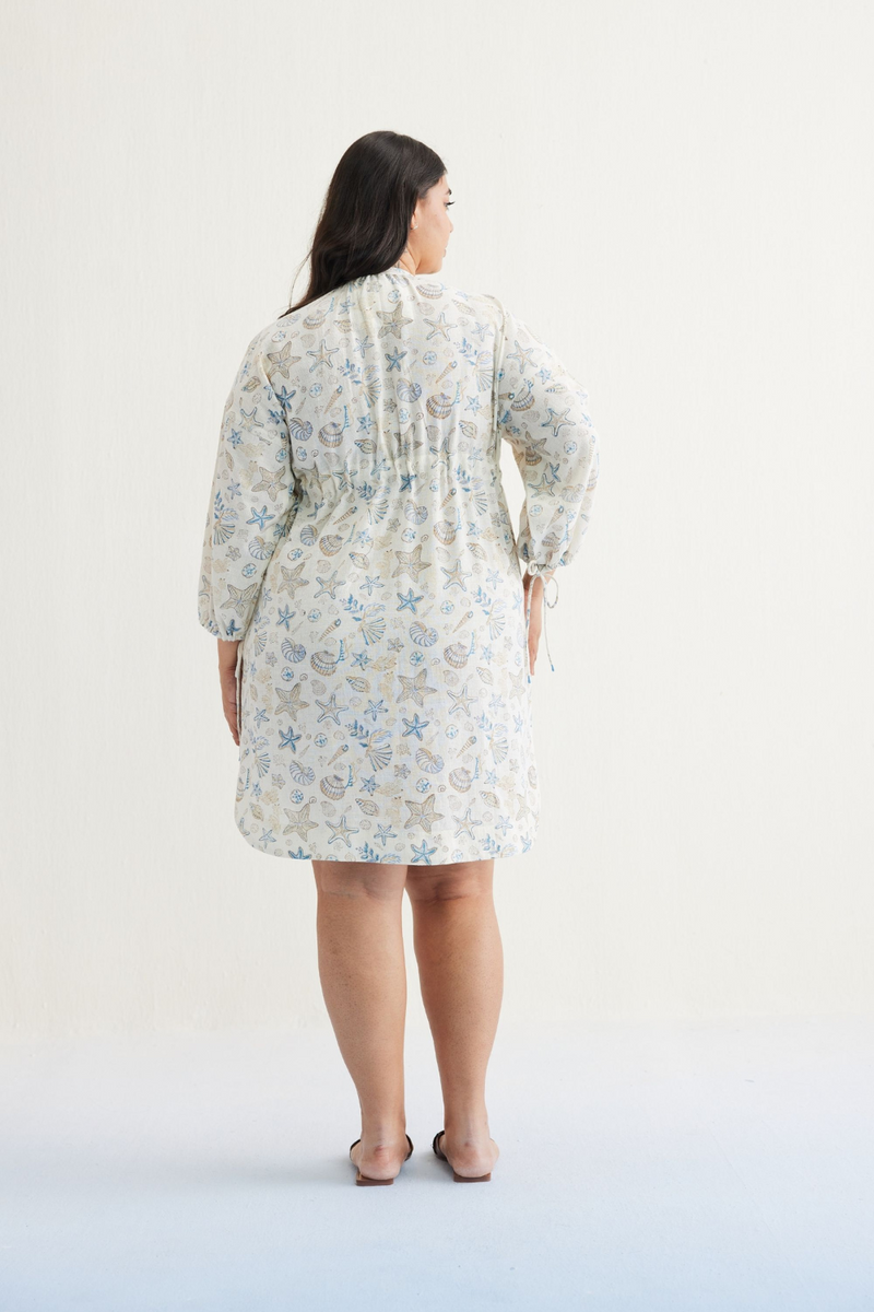 The Marine Handspun Handwoven Organic Cotton Short Dress