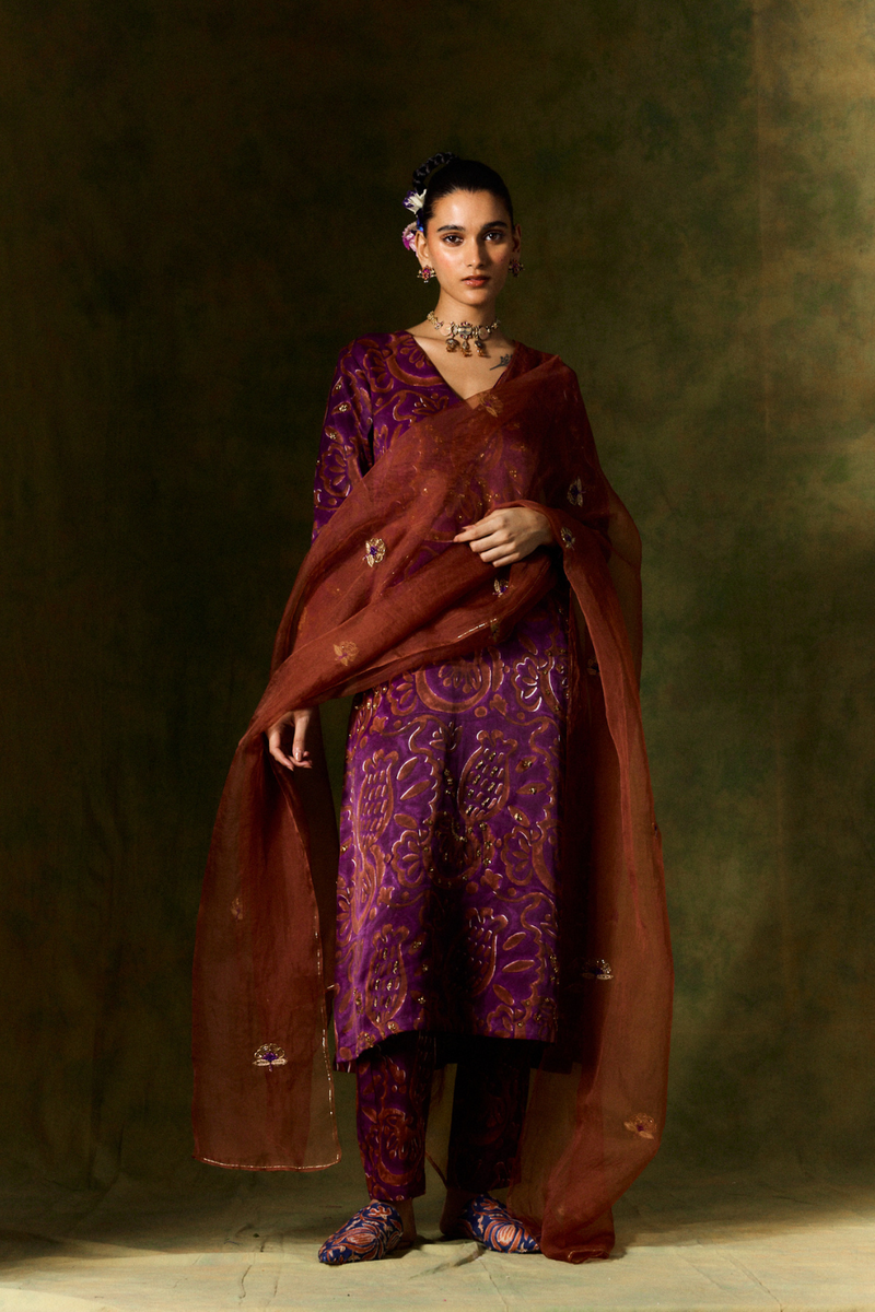 SAANJH SILK KURTA SET + DUPATTA organza by JodiLife for women in Singapore
