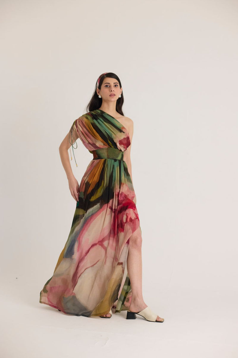 TILLY ONE SHOULDER DRESS mul by Yam in multi color for women in Singapore