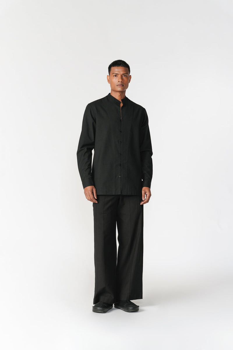 Relaxed Cotton Shirt top/shirt by Turn Black in black for men in Singapore