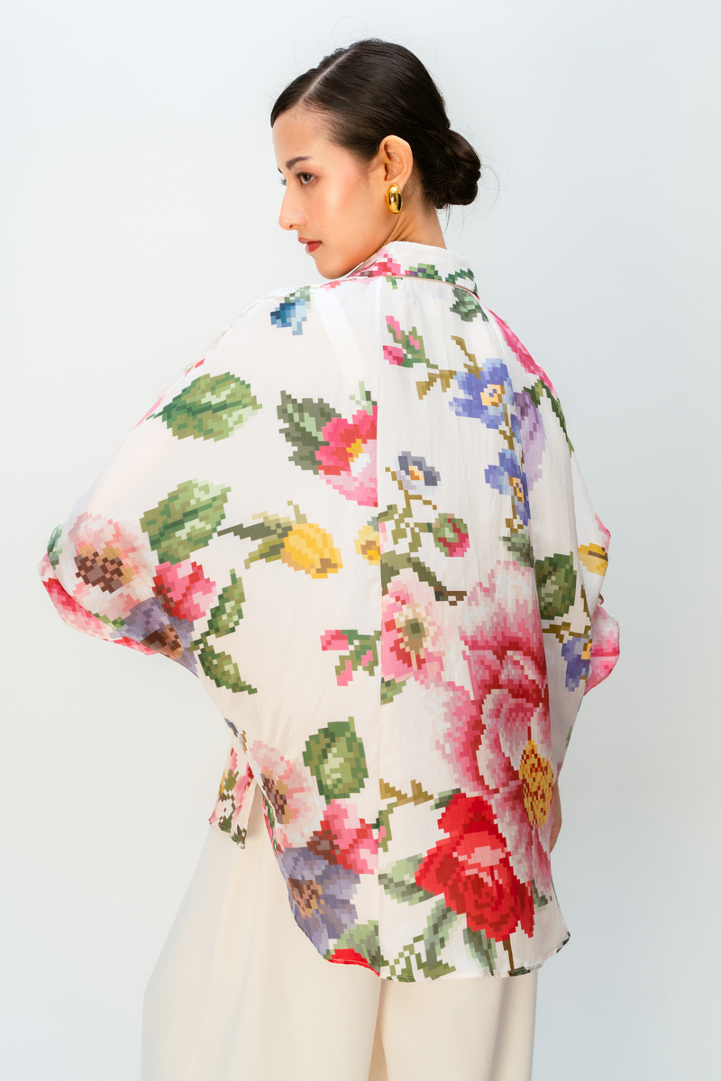 LILAC DRIFT SHIRT silk top/shirt by Ode to Odd in multi for women in Singapore
