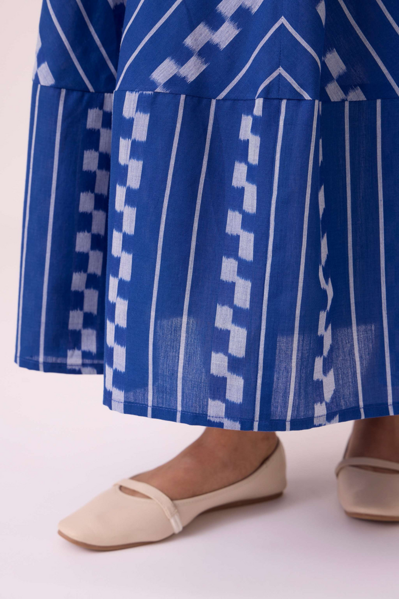 Nikol Blue Striped Ikat Dress cotton by The Summer House for women in Singapore