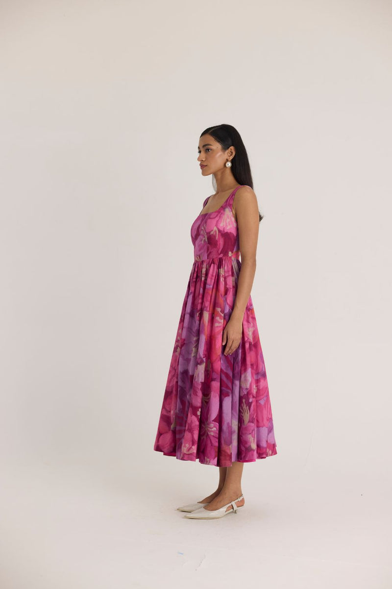 VIOLET CHERRY DRESS cotton by Yam in pink color for women in Singapore
