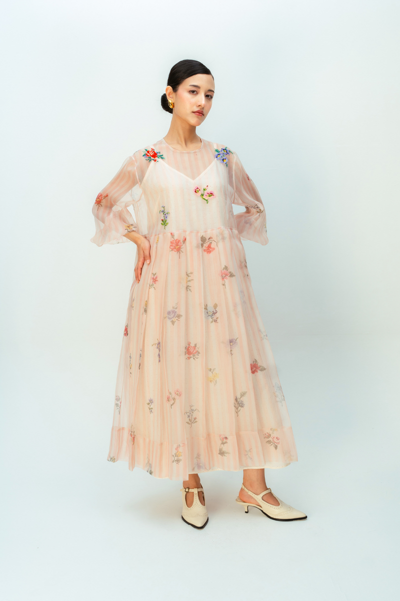 BARELY BLUSH DRESS silk organza dress by Ode to Odd in blush pink for women in Singapore