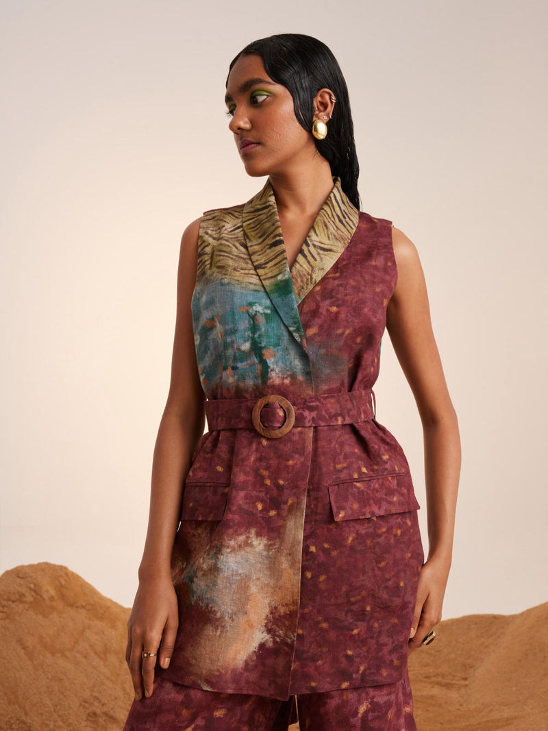 Summer Blazer Set (3pc)
(Blazer + Pants + Bustier)-Grain linen Co-ord Set by CORD for women in Singapore