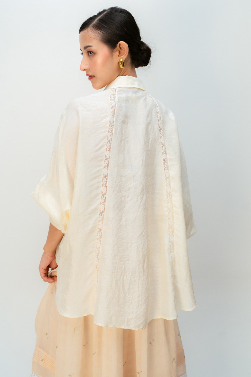 SUMMER LANTERN SHIRT silk top/shirt by Ode to Odd in off white for women in Singapore