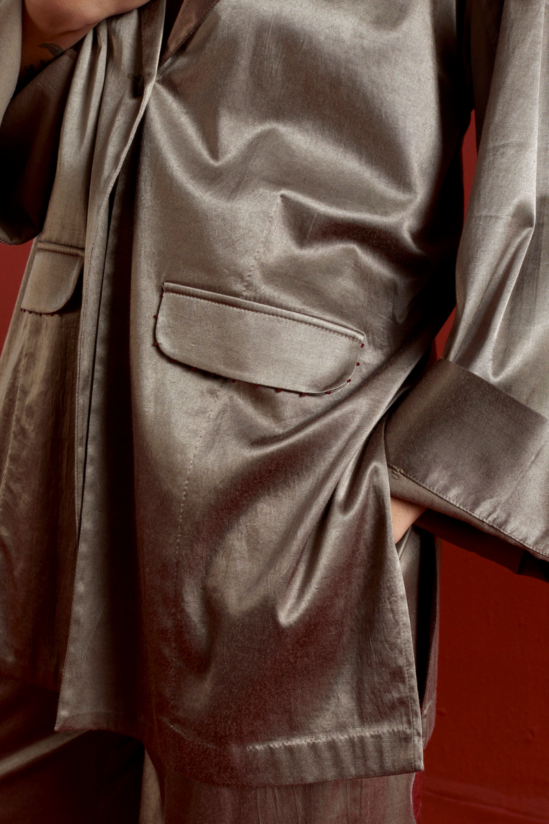 WIDE SLEEVE JACKET CO-ORD-CEDAR satin by THREE for women in Singapore