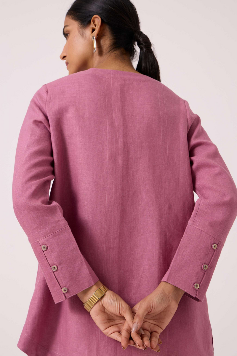 Macondo Lilac Linen Top linen by The Summer House in mauve color for women in Singapore