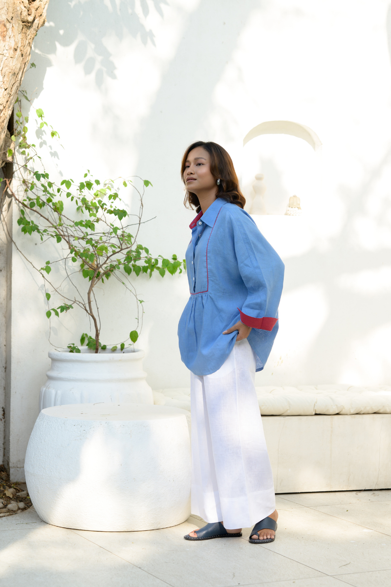 Clear Skies Linen Pants linen pant/trouser by Zanzibar Living in ivory for women in Singapore