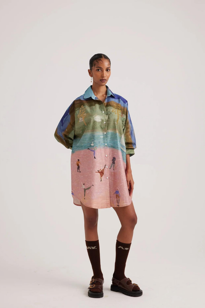 Como Long Shirt-Skater satin by CORD for women in Singapore