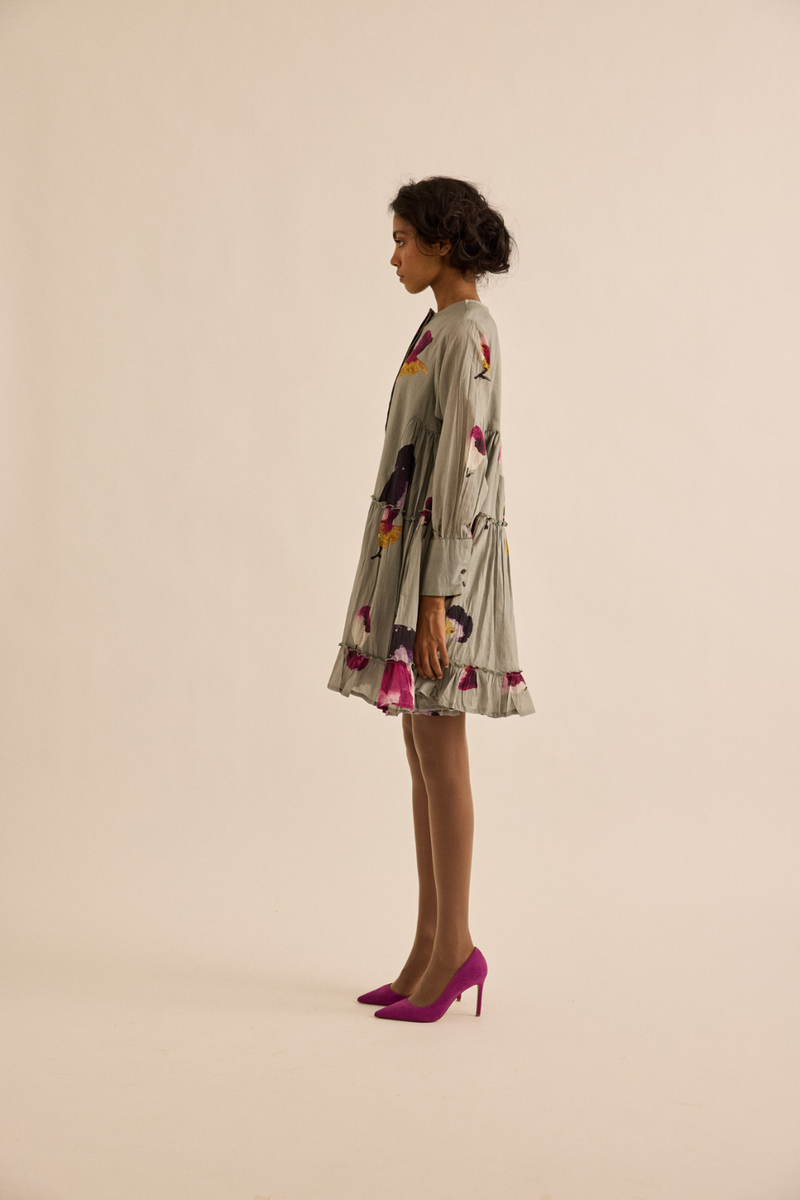 Florentina Dress mul dress by Khara Kapas in ash gray for women in Singapore