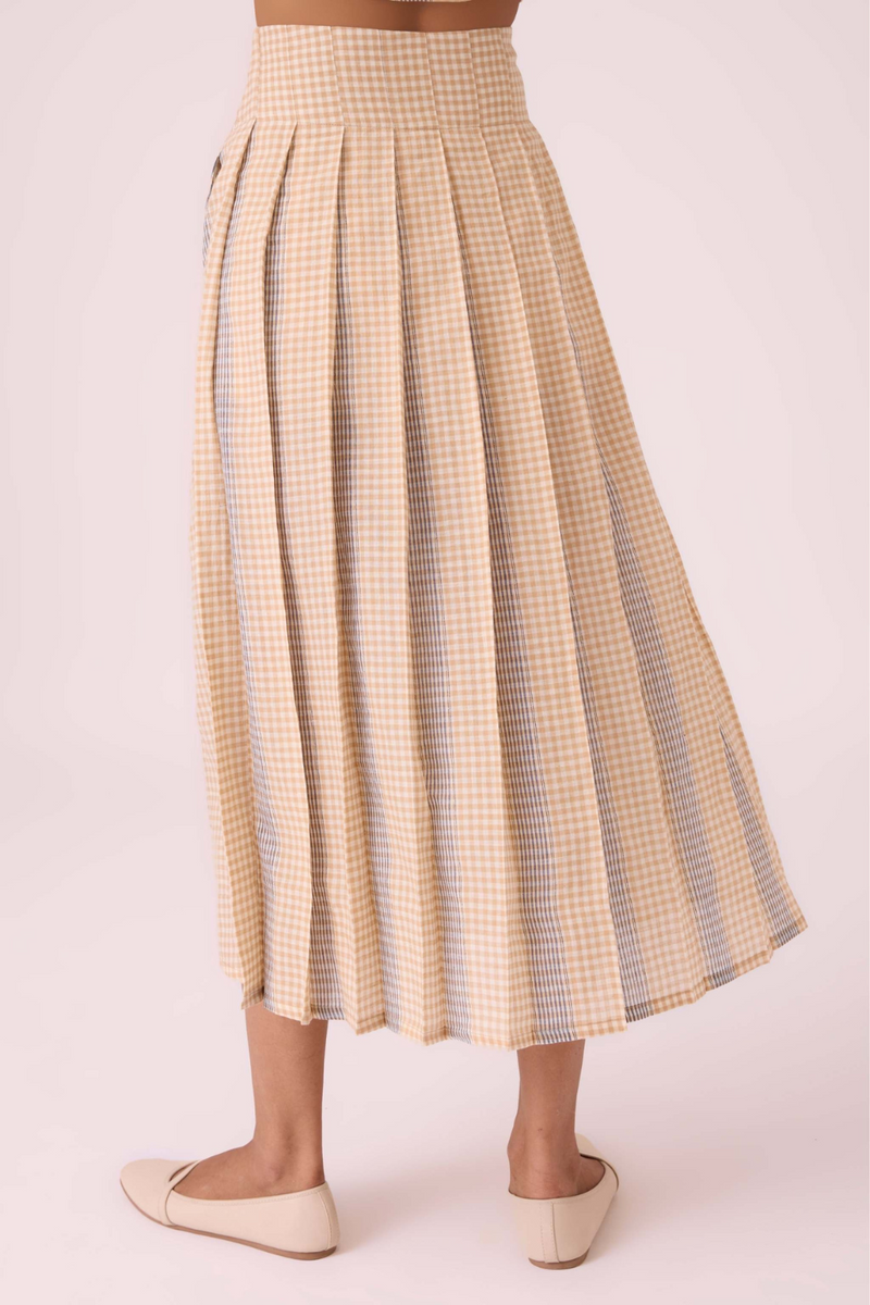 Mikhail Beige Handwoven Skirt cotton by The Summer House in beige color for women in Singapore