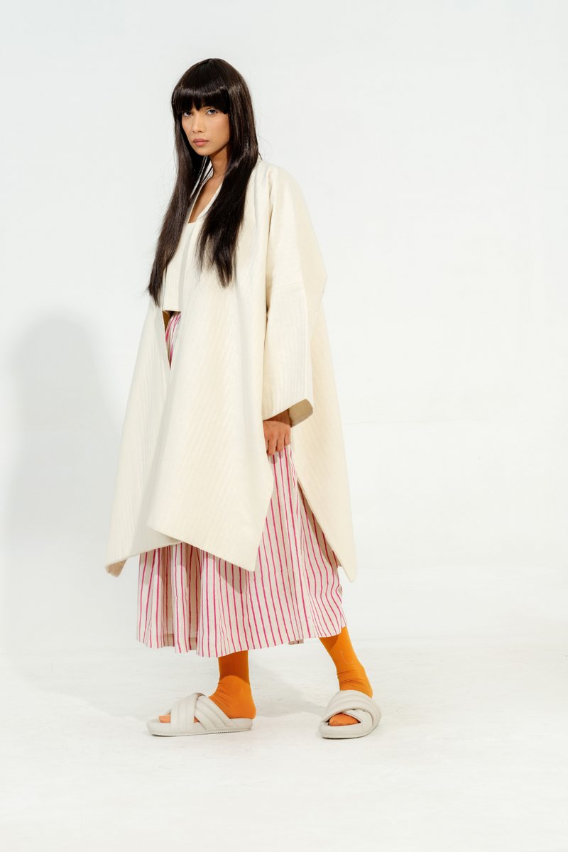 Shitake Jacket cotton matty jackets and overlays by Stoique in natural, pink for women in Singapore